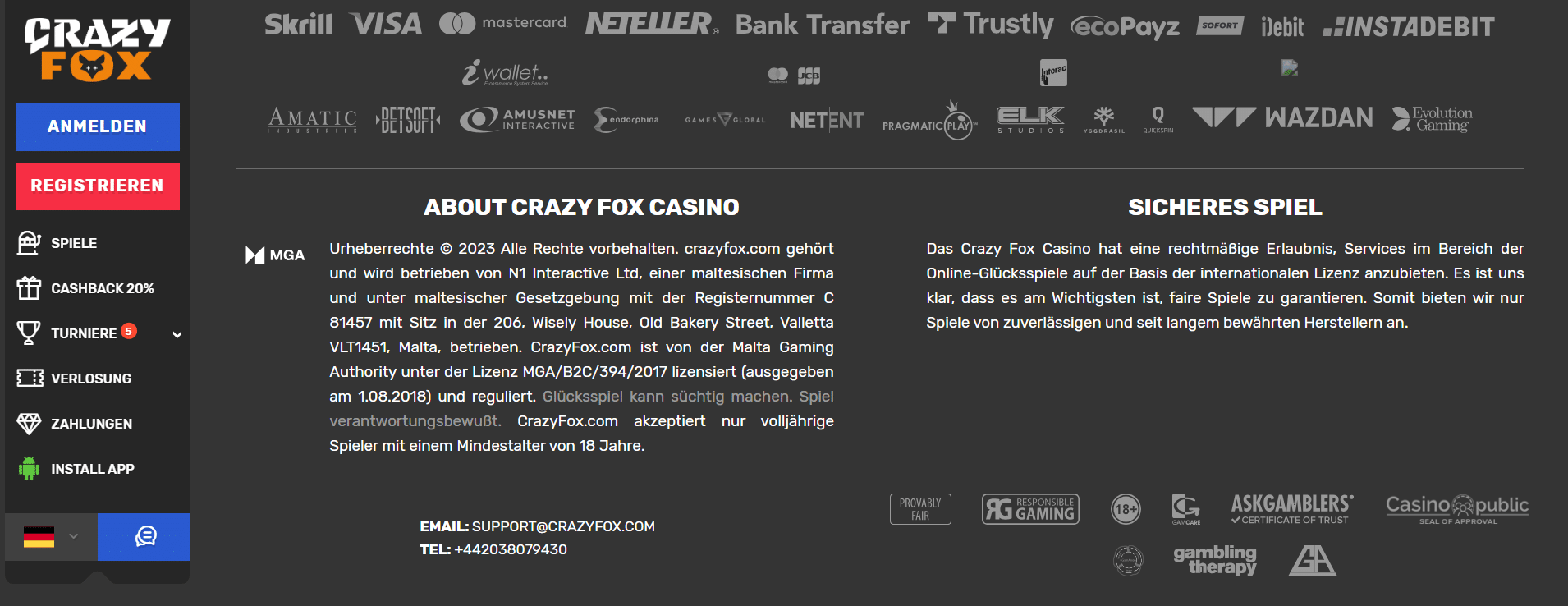 Crazy Fox Casino Über